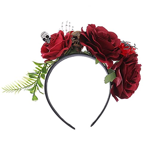 Stirnbänder, handgemachte Rose Schädel Kopfschmuck Blume Schädel Stirnband für Halloween Party Weihnachten für kreative gotische Haarschmuck von Morain