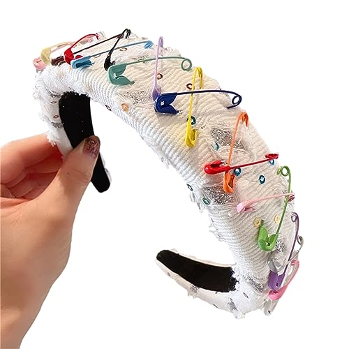 Stirnbänder, modisches Haarband für Damen, 3,1 cm breit, mit bunten Nadeln, Pailletten, Teenager, Mädchen, süßer, cooler Haarreif von Morain