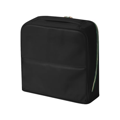 Wasserdichte Leder-Kosmetiktasche, zum Aufhängen, Gepäck, stehend, für Beauty-Werkzeuge, Schreibwaren, Zubehör, Leder-Kosmetik-Organizer mit Verschluss, Schwarz , L von Morain