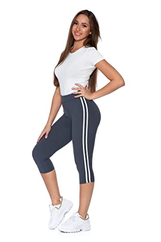 Moraj 1100-016 Damen Leggings 3/4 Sport Jogginghose Fitness Hose (as3, Alpha, l, x_l, Regular, Regular, Grau) von Moraj