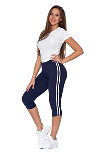 Moraj 1100-016 Damen Leggings 3/4 Sport Jogginghose Fitness Hose (as3, Alpha, l, x_l, Regular, Regular, Navy) von Moraj