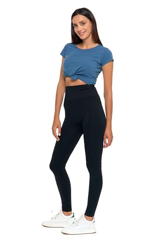 Moraj Damen Leggings blickdichte Leggins Hoch-Bund gerippt Stretch High Waist 1000-020 (DE/NL/SE/PL, Alphanumerisch, L, XL, Regular, Regular, Schwarz) von Moraj