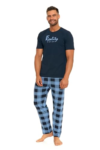 Moraj Herren Pyjama Schlafanzug Baumwolle Kurzarm + Pyjamahose Nachtanzug M-XXL 4500 (2XL, 5000-004 Navy) von Moraj