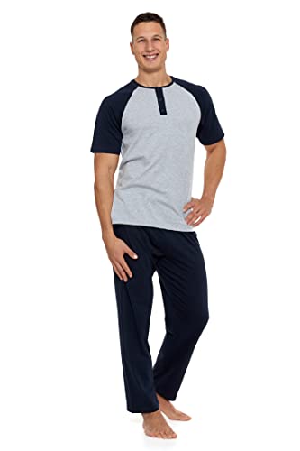 Moraj Herren Pyjama Schlafanzug Baumwolle Kurzarm + Pyjamahose Nachtanzug M-XXL 4500 (as3, Alpha, 3X_l, Plus, Regular, 5300-010 Gray/Navy) von Moraj