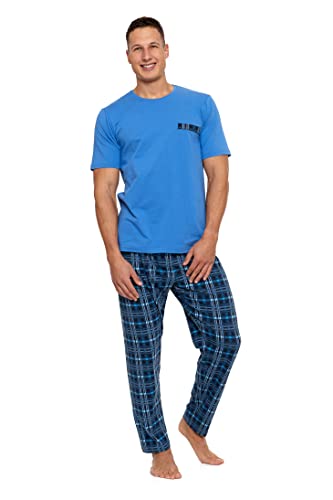 Moraj Herren Pyjama Schlafanzug Baumwolle Kurzarm + Pyjamahose Nachtanzug M-XXL 4500 (as3, Alpha, 4X_l, Plus, Regular, 5600-001 Blue) von Moraj