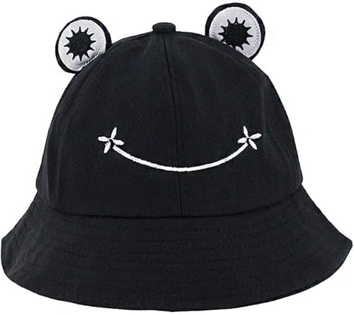 Moraj Wendehut Sommerhut Frosch Fischermütze -Bucket Hat- Sonnenmütze Sonnenschutz (Schwarz) von Moraj