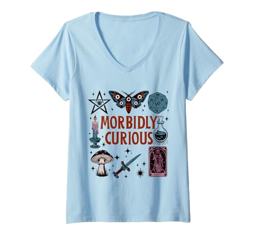 Damen Krankhaft merkwürdige Kuriositäten T-Shirt mit V-Ausschnitt Damen Krankhaft merkwürdige Kuriositäten T-Shirt mit V-Ausschnitt von Morbidly Curious Oddities Weird Side
