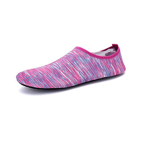 Morbuy Badeschuhe Strand Wasserschuhe, Slip On Strandschuhe Schnell Trocknend rutschfeste Aquaschuhe Surfschuhe Herren Damen Barfuß Schuhe für Yoga Wassersport (39-40 EU,Pink Lila) von Morbuy