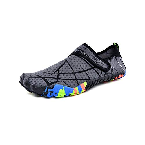 Morbuy Strandschuh Schwimmschuhe, Herren Damen Sommer Atmungsaktiv rutschfest Schnell Barfussschuhe Wasserschuhe Aquaschuhe Badeschuhe Surfschuhe Yoga (38 EU,Grau) von Morbuy