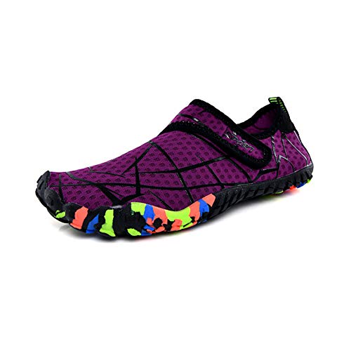 Morbuy Strandschuh Schwimmschuhe, Herren Damen Sommer Atmungsaktiv rutschfest Schnell Barfussschuhe Wasserschuhe Aquaschuhe Badeschuhe Surfschuhe Yoga (39 EU,Lila) von Morbuy