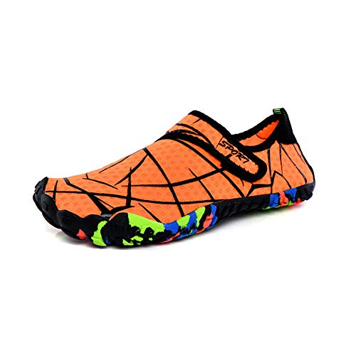 Morbuy Strandschuh Schwimmschuhe, Herren Damen Sommer Atmungsaktiv rutschfest Schnell Barfussschuhe Wasserschuhe Aquaschuhe Badeschuhe Surfschuhe Yoga (40 EU,Orange) von Morbuy