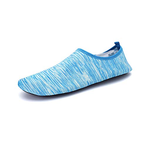 Badeschuhe Strand Wasserschuhe, Morbuy Slip On Strandschuhe Schnell Trocknend rutschfeste Aquaschuhe Surfschuhe Herren Damen Barfuß Schuhe für Yoga Wassersport (41-42 EU,Blau weiß) von Morbuy