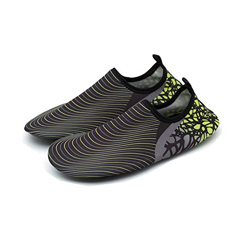 Morbuy Badeschuhe Strand Wasserschuhe, Slip On Strandschuhe Schnell Trocknend rutschfeste Aquaschuhe Surfschuhe Herren Damen Barfuß Schuhe für Yoga Wassersport (37-38 EU,Schwarz Gelb) von Morbuy