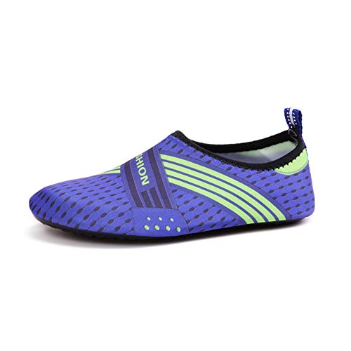 Morbuy Badeschuhe Strand Wasserschuhe, Slip On Strandschuhe Schnell Trocknend rutschfeste Aquaschuhe Surfschuhe Herren Damen Barfuß Schuhe für Yoga Wassersport (41-42 EU,Blau) von Morbuy