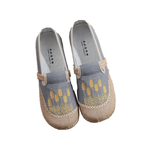 Morbuy Espadrilles Women Flat Closed Toe, Slip-on Round Toe Espadrilles Women's Casual Comfort Breathable Ladies Flats Shoes - Easy to Wear All Day (G2502 Grau,36) von Morbuy