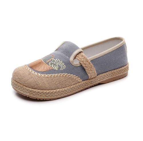 Morbuy Espadrilles Women Flat Closed Toe, Slip-on Round Toe Espadrilles Women's Casual Comfort Breathable Ladies Flats Shoes - Easy to Wear All Day (G2510 Grau,38) von Morbuy