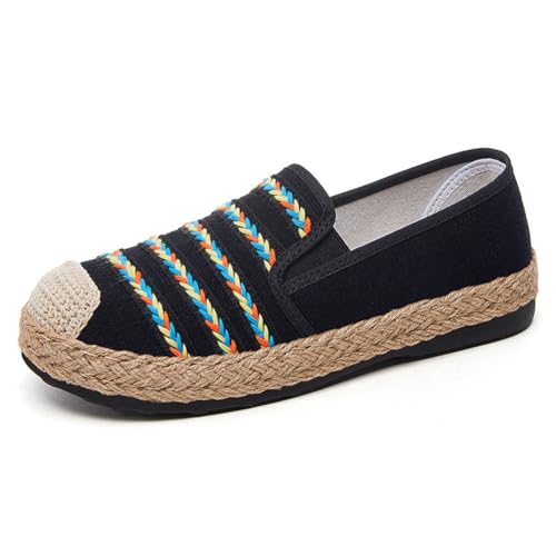 Morbuy Espadrilles für Damen, Minimalistisch Damen Bequem und Atmungsaktiv Slip On Casual Flats Shoes 36-41 EU Espandrillos Elegant Shoes No Laces (QY230 schwarz,38) von Morbuy