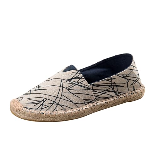 Morbuy Espadrilles für Damen Herren, Streifen Espandrillos Damen Bequem und Atmungsaktiv Slip On Flats Shoes Schuhe Herren Klassisch Casual Shoes No Laces (Unkraut,43) von Morbuy