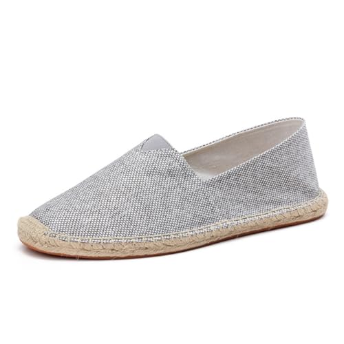 Morbuy Espadrilles für Damen Herren, Unisex Espadrilles Flach Canvas Slip-On Sommer Casual Sommerschuhe Bequem Schuhe Flache Schuhe Weich Atmungsaktiv 35-45 (Grau,44) von Morbuy