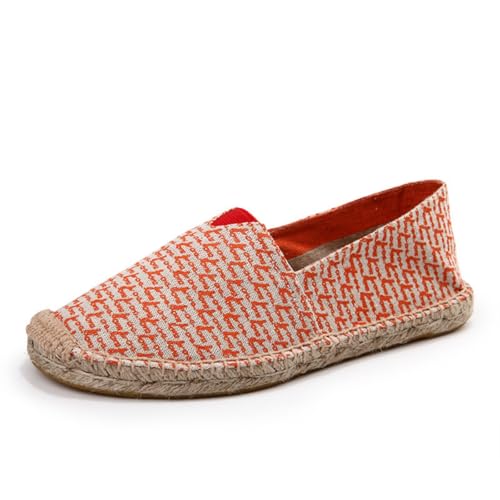 Morbuy Espadrilles für Damen & Herren, Espadrilles Flach Slip-On Sommer Elegant Casual Runde Canvas Schuhe Fahren Flache Schuhe Weich Atmungsaktiv Bequem 35-45 (41,10 Orange) von Morbuy