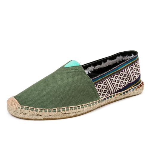 Morbuy Espadrilles für Damen & Herren, Espadrilles Flach Slip-On Sommer Elegant Casual Runde Canvas Schuhe Fahren Flache Schuhe Weich Atmungsaktiv Bequem 35-45 (42,10 Armeegrün) von Morbuy