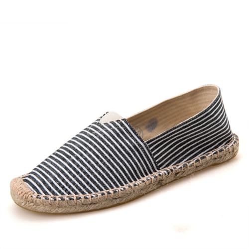 Morbuy Espadrilles für Damen & Herren, Espadrilles Flach Slip-On Sommer Elegant Casual Runde Canvas Schuhe Fahren Flache Schuhe Weich Atmungsaktiv Bequem 35-45 (YF10 schwarz gestreift,37) von Morbuy