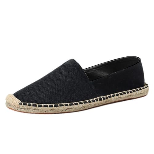Morbuy Espadrilles für Damen & Herren, Espadrilles Flach Slip-On Sommer Elegant Casual Runde Canvas Schuhe Fahren Flache Schuhe Weich Atmungsaktiv Bequem 36-47 (39,20221 schwarz) von Morbuy