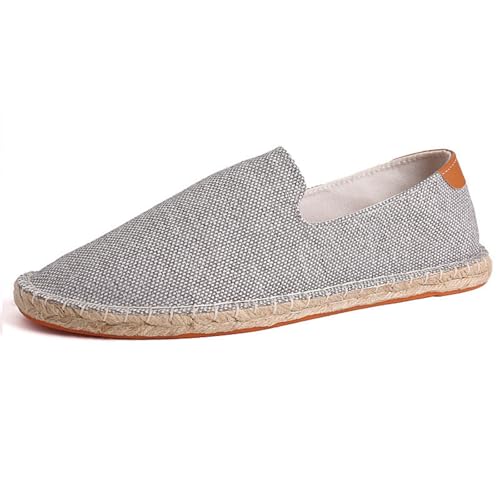 Morbuy Espadrilles für Damen & Herren, Espadrilles Flach Slip-On Sommer Elegant Casual Runde Canvas Schuhe Fahren Flache Schuhe Weich Atmungsaktiv Bequem 36-47 (40,T206 Grau) von Morbuy