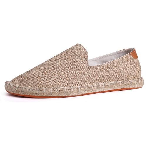 Morbuy Espadrilles für Damen & Herren, Espadrilles Flach Slip-On Sommer Elegant Casual Runde Canvas Schuhe Fahren Flache Schuhe Weich Atmungsaktiv Bequem 36-47 (43,T206 Dunkelbraun) von Morbuy