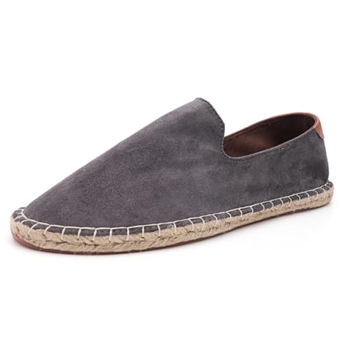Morbuy Espadrilles für Damen & Herren, Espadrilles Flach Slip-On Sommer Elegant Casual Runde Canvas Schuhe Fahren Flache Schuhe Weich Atmungsaktiv Bequem 36-47 (45,T206 Dunkelgrau) von Morbuy