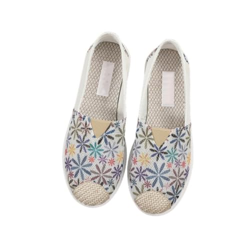 Morbuy Espadrilles für Damen & Herren, Unisex Espadrilles Flach Canvas Slip-On Sommer Casual Sommerschuhe Bequem Schuhe Flache Schuhe Weich Atmungsaktiv 35-41, Pflanzenblätter Muster (Blau,41) von Morbuy
