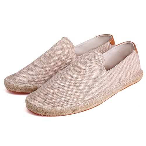 Morbuy Espadrilles für Damen & Herren, Unisex Espadrilles Flach Canvas Slip-On Sommer Casual Sommerschuhe Bequem Schuhe Flache Schuhe Weich Atmungsaktiv 38-47 (Khaki,44) von Morbuy