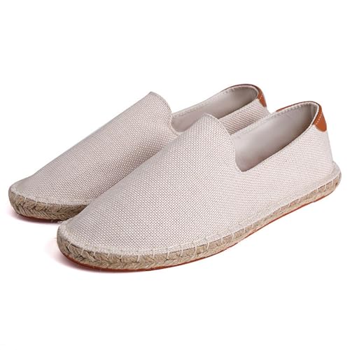 Morbuy Espadrilles für Damen & Herren, Unisex Espadrilles Flach Canvas Slip-On Sommer Casual Sommerschuhe Bequem Schuhe Flache Schuhe Weich Atmungsaktiv 38-47 (Weiß,47) von Morbuy