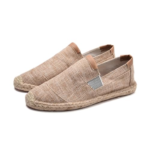 Morbuy Espadrilles für Damen & Herren, Unisex Espadrilles Flach Canvas Slip-On Sommer Casual Sommerschuhe Bequem Schuhe Flache Schuhe Weich Atmungsaktiv 39-46 (Khaki,43) von Morbuy