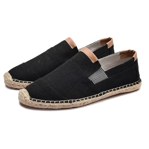 Morbuy Espadrilles für Damen & Herren, Unisex Espadrilles Flach Canvas Slip-On Sommer Casual Sommerschuhe Bequem Schuhe Flache Schuhe Weich Atmungsaktiv 39-46 (Schwarz,43) von Morbuy
