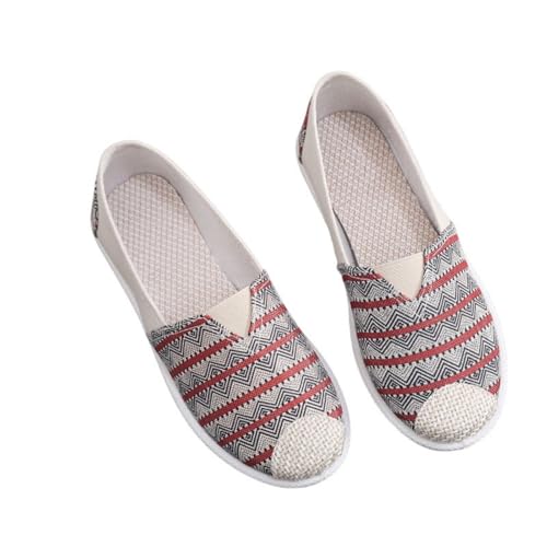 Morbuy Espadrilles für Damen & Herren, Unisex Espadrilles Flach Canvas Slip-On Sommer Casual Süß Sommerschuhe Bequem Schuhe Flache Schuhe Weich Atmungsaktiv 35-41 (Geometrisch,36) von Morbuy