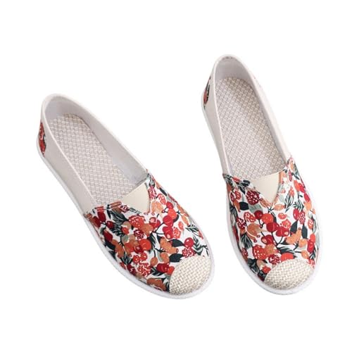 Morbuy Espadrilles für Damen & Herren, Unisex Espadrilles Flach Canvas Slip-On Sommer Casual Süß Sommerschuhe Bequem Schuhe Flache Schuhe Weich Atmungsaktiv 35-41 (Obst,41) von Morbuy