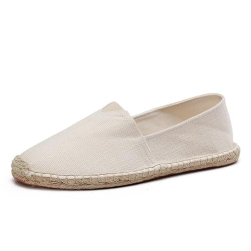 Morbuy Espadrilles für Herren, Espadrilles Flach Slip-On Sommer Elegant Casual Runde Canvas Schuhe Fahren Flache Schuhe Weich Atmungsaktiv Bequem 35-45 (45,9015 Beige) von Morbuy