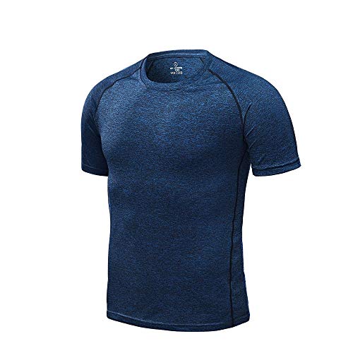 Morbuy Herren Kompressionsshirt Kurzarm, Sommer Compression Shirt Fitness Running Jogging Schnell Trocknend Funktionsshirt Elastisch Sport Atmungsaktiv Kurzarmshirt (6XL,Dunkelblau) von Morbuy