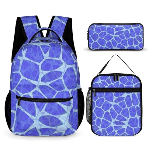 Morbuy Schultaschen Set Mädchen Jungen, 3D Riss Stil Schulrucksack 3 Teilig, Kinderrucksack + Isolierte Lunchtasche + Federmäppchen, Teenager Rucksack für Schule Arbeit Travel (Lila 1) von Morbuy