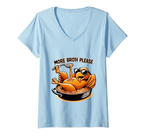 Damen Lustiger gebastter Truthahn Mehr Brühe Bitte Thanksgiving Truthahn T-Shirt mit V-Ausschnitt Damen Lustiger gebastter Truthahn Mehr Brühe Bitte Thanksgiving Truthahn T-Shirt mit V-Ausschnitt von More Broth Please Thanksgiving Funny Turkey Basted