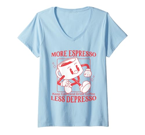 Damen Lustige Espresso-Kaffeetasse für den Sommer, Pop-Art, ästhetische Kaffeetasse T-Shirt mit V-Ausschnitt Damen Lustige Espresso-Kaffeetasse für den Sommer, Pop-Art, ästhetische Kaffeetasse T-Shirt mit V-Ausschnitt von More Espresso Less Depresso Apparel