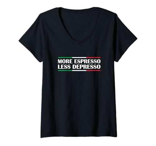 Damen More Espresso Less Depresso T-Shirt mit V-Ausschnitt Damen More Espresso Less Depresso T-Shirt mit V-Ausschnitt von More Espresso Less Depresso