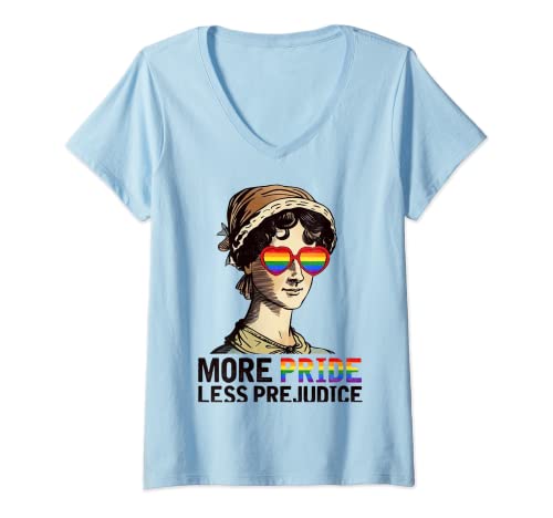 Damen More Pride Less Prejudice LGBT Gay Pride Month T-Shirt mit V-Ausschnitt von More Pride Less Prejudice