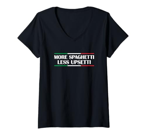 Damen More Spaghetti Less Upsetti T-Shirt mit V-Ausschnitt von More Spaghetti Less Upsetti