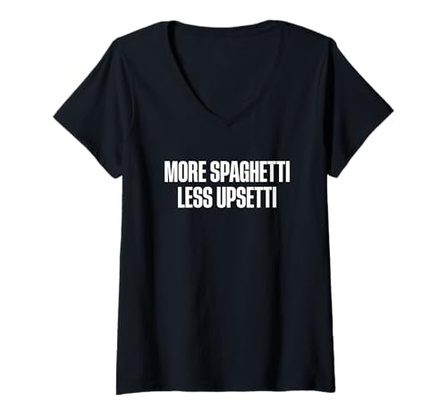 Damen More Spaghetti Less Upsetti T-Shirt mit V-Ausschnitt von More Spaghetti Less Upsetti