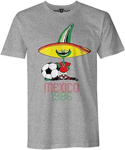 Retro Pique Mexico 86 - Distressed Print Herren Football World Cup T Shirt von More T Vicar