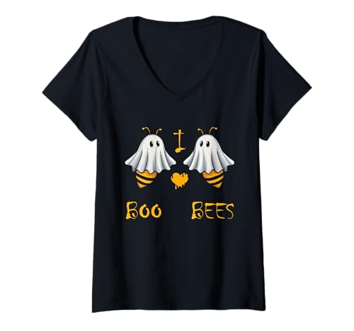 Damen Boo Bees lustiges Halloween Kostüm für Frauen T-Shirt mit V-Ausschnitt von More funny Halloween Costume Store