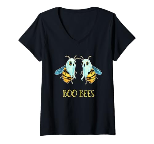 Damen Boo Bees lustiges Halloween Kostüm für Frauen T-Shirt mit V-Ausschnitt von More funny Halloween Costume Store