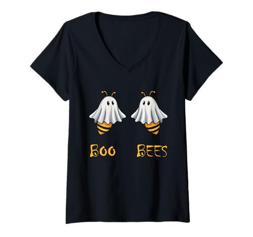 Damen Boo Bees lustiges Halloween Kostüm für Frauen T-Shirt mit V-Ausschnitt von More funny Halloween Costume Store